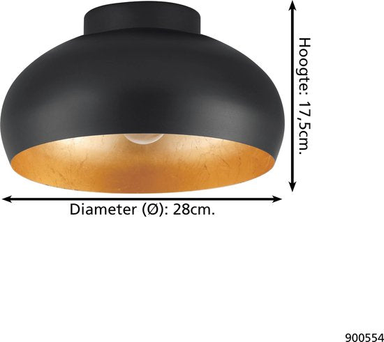 EGLO Mogano 2 Plafondlamp - E27 - Ø28 cm - Zwart|Bladgoud Tweede kans