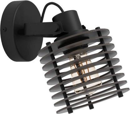 EGLO Segovia Spot - E27 - 13 cm - Zwart - Staal/Hout tweede kans