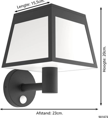 EGLO Altilia Solar Wandlamp Buiten - zonne-energie - LED - 20 cm - Zwart/Wit Tweede kans