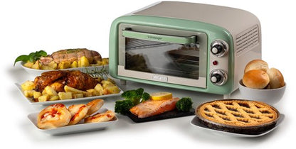 Ariete 3919/04 - Vintage - mini oven - camping oven - 10 liter - timer - instelbare temperatuur van 80 tot 230°C - groen