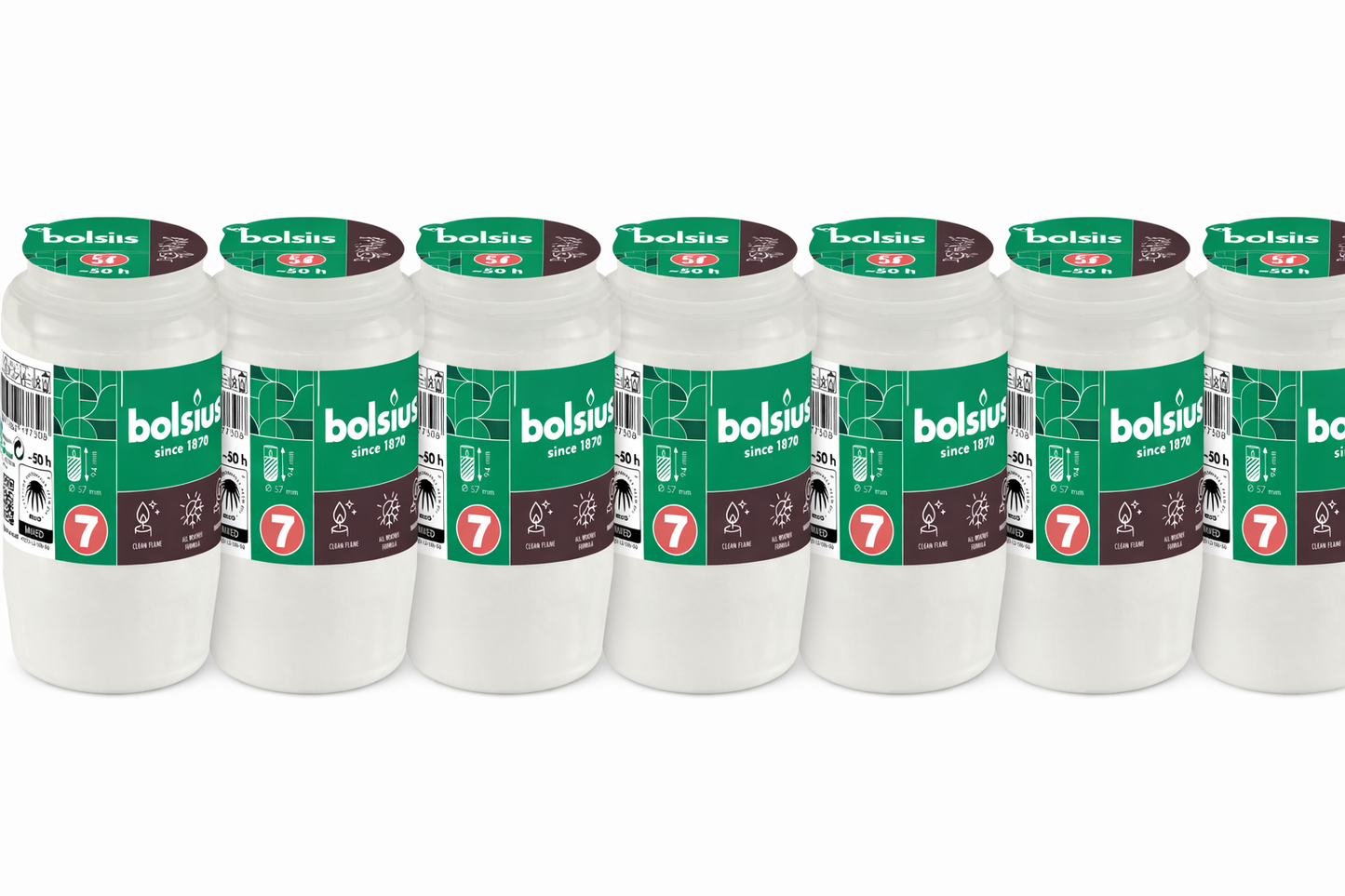 Bolsius - Herdenkingslicht - 7 stuks zonder deksel - Wit - 50 branduren