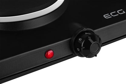 ECG EV 2512 Black Elektrische kookplaat - 2 kookplaten 18,5 cm en 15,5 cm - 1000 en 1500 W - Zwart Tweede kans