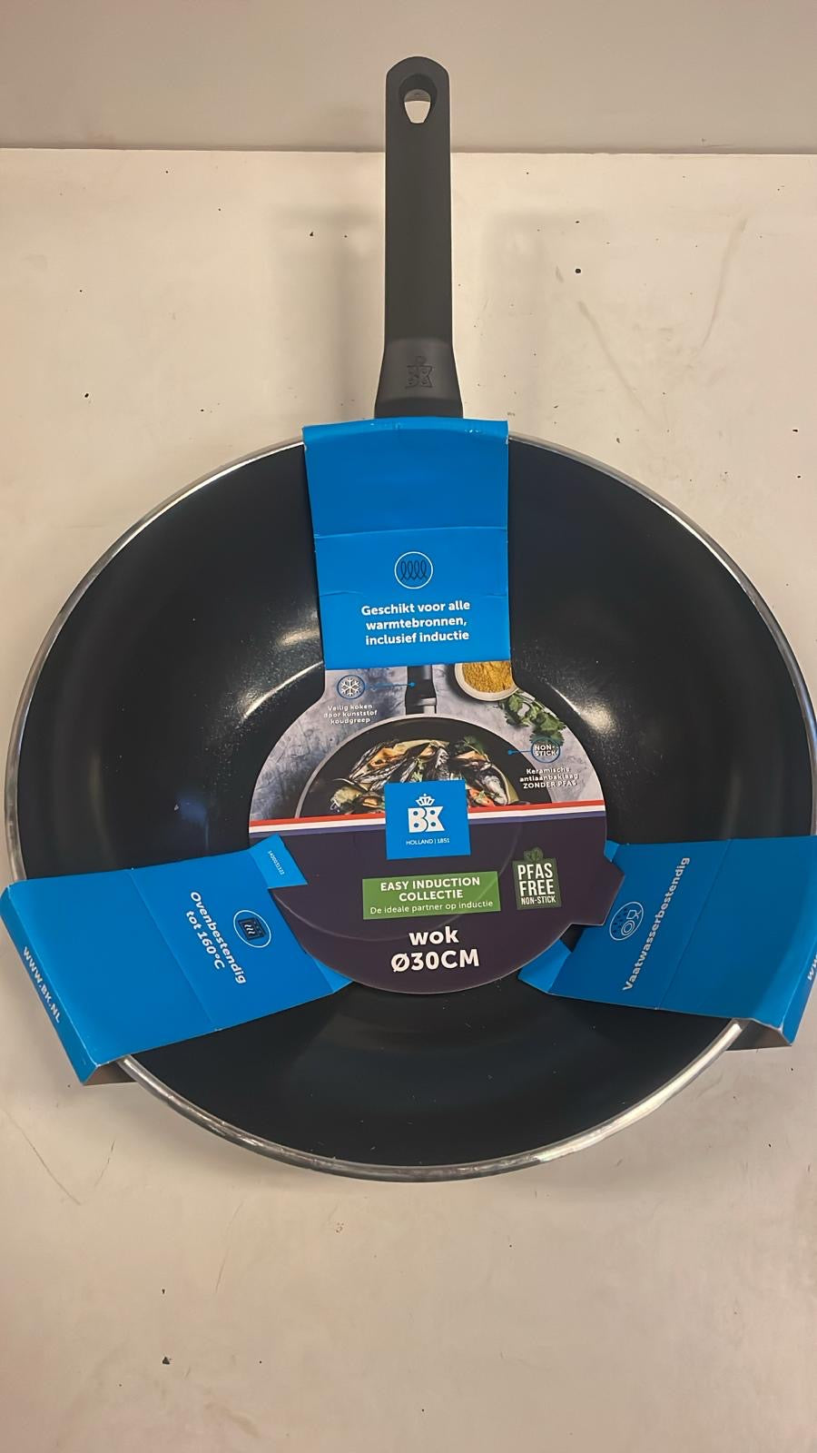 BK Easy Basic Keramische Antiaanbaklaag Wokpan zonder deksel Ø30cm - 4.2L - PFAS-vrij - inductie wokpan