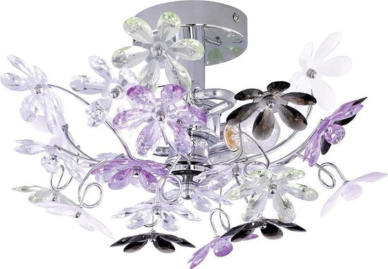 REALITY FLOWER Wandlamp - Chroom - excl.2x E14 - Bloemen in helder en Multikleur