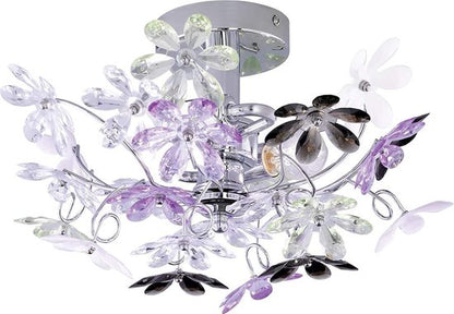 REALITY FLOWER Wandlamp - Chroom - excl.2x E14 - Bloemen in helder en Multikleur