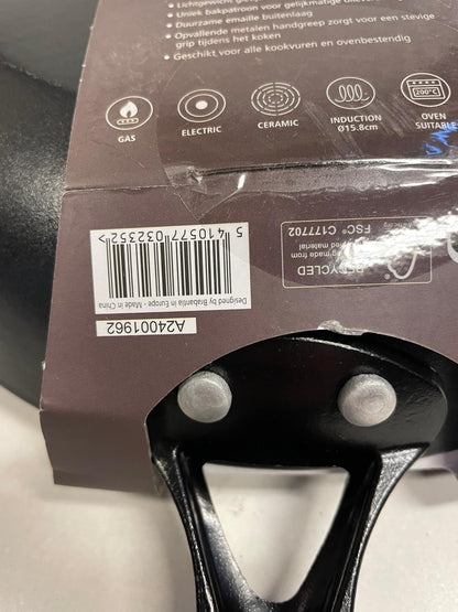 Brabantia Patron Koekenpan Non-Stick - Ø 24 cm –100% PFAS-Vrije Antiaanbaklaag –luxe Design Alu handgreep -Geschikt voor Inductie - 100% Gerecycled geperst ijzer– Zwart