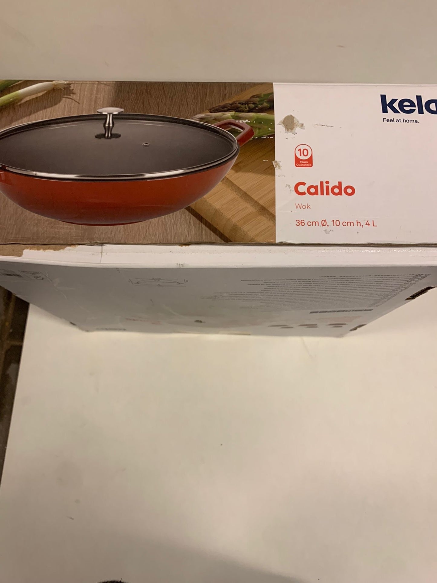 Wokpan Gietijzer Rood, 36 cm - Kela | Calido