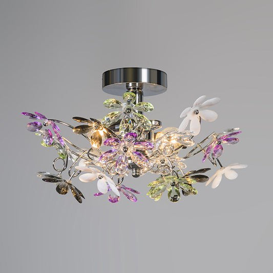 REALITY FLOWER Wandlamp - Chroom - excl.2x E14 - Bloemen in helder en Multikleur