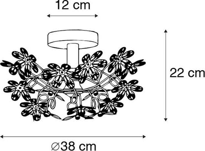 REALITY FLOWER Wandlamp - Chroom - excl.2x E14 - Bloemen in helder en Multikleur
