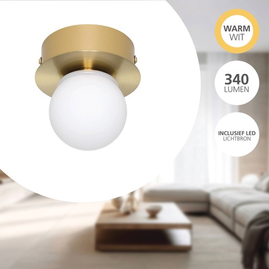EGLO Mosiano Wandlamp - Plafondlamp - Spiegellamp - Badkamer - LED - Ø 11 cm - Goud/Wit